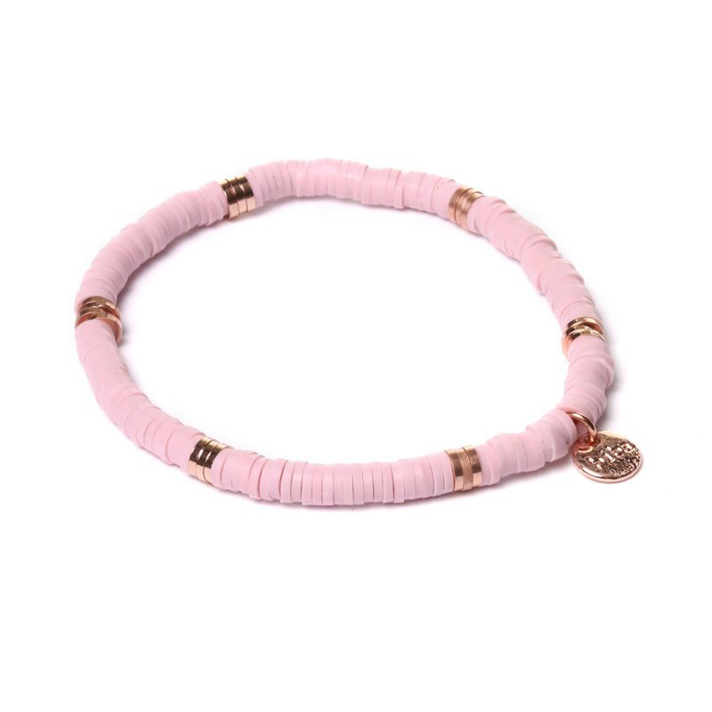 Biba clay armband kleur light pink rose kralen 4mm