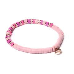 Biba clay armband kleur pink rose kralen 4mm