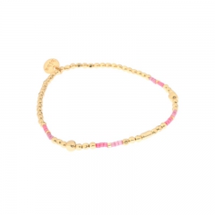 Biba armband met goud en roze kralen maat 2mm