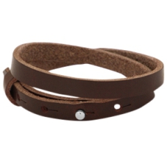 Smalle leren armband kleur deep dark brown dubbel