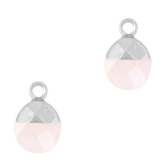 natuurstenen bedel kleur light pink vorm ovaal