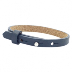 Smalle leren armband kleur midnight blue