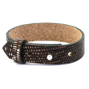 Brede leren armband kleur brown silver Brede leren armband kleur brown silver