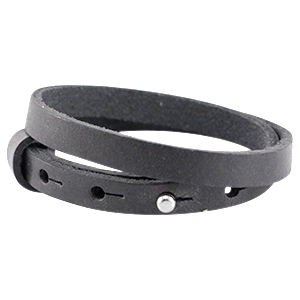 cuoio armband antiek zwart dubbel