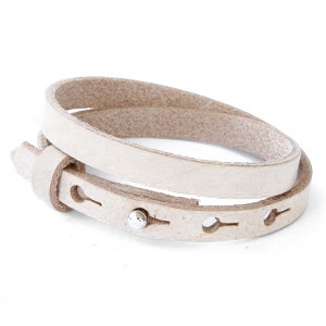 Smalle leren armband color desert dust dubbel Smalle leren armband color desert dust dubbel