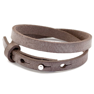 smalle leren armband kleur graphite brown dubbel smalle leren armband kleur graphite brown dubbel