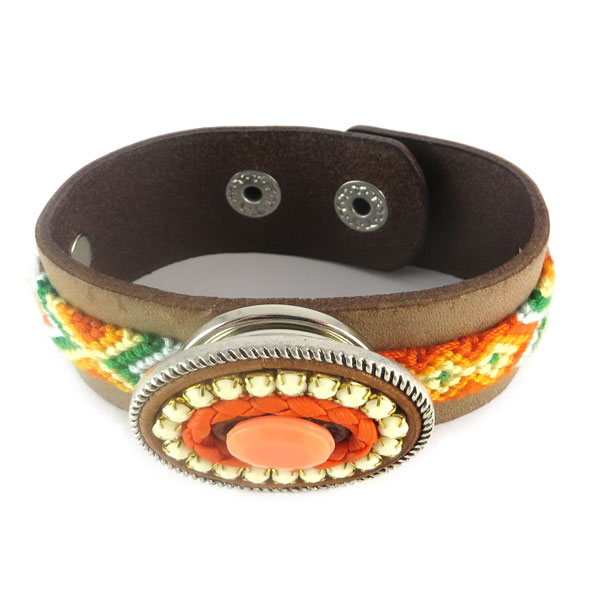 Bohemian style armband oranje burlywood brown bovenaanzicht