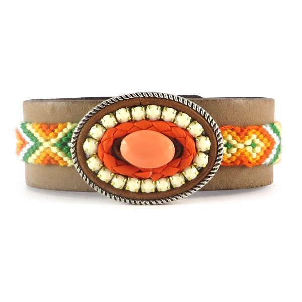 Bohemian style armband oranje burlywood brown