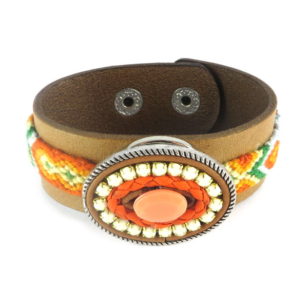 Bohemian style armband oranje siena brown bovenaanzicht