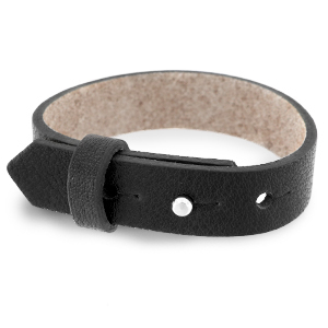 brede leren armband kleur jet black Brede leren armband kleur jet black
