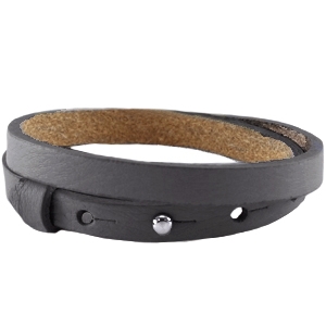 Cuoio armband diep grijs dubbel
