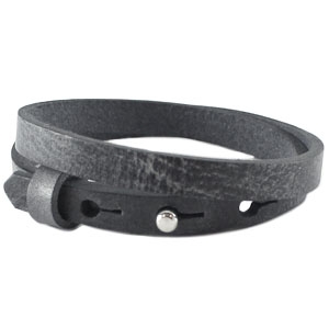 Cuoio armband antracita zwart dubbel