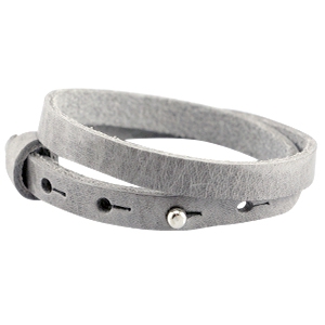 cuoio armband natuurlijk grijs dubbel