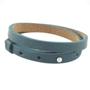 cuoio armband petrol green blue dubbel