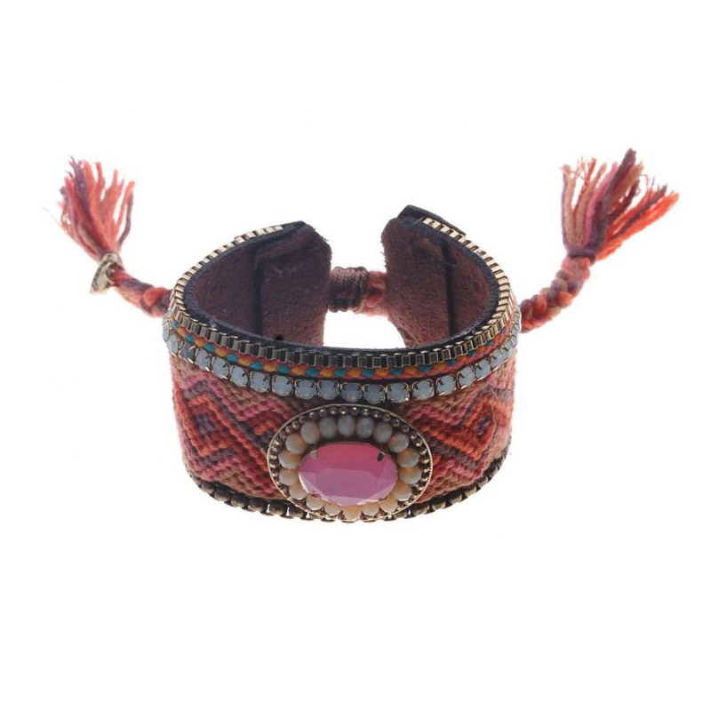 geknoopte ibiza armband breed kleur orange pink geknoopte ibiza armband breed kleur orange pink