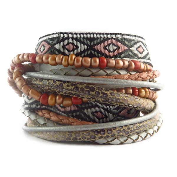 Wikkelarmband bruin grijs