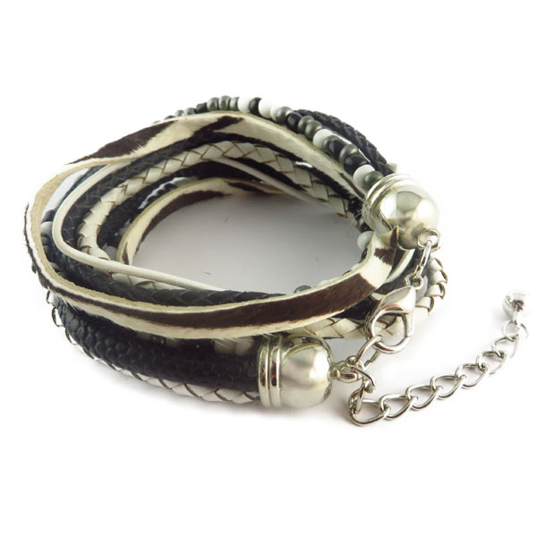 wikkelarmband zwart- en wittinten bovenaanzicht