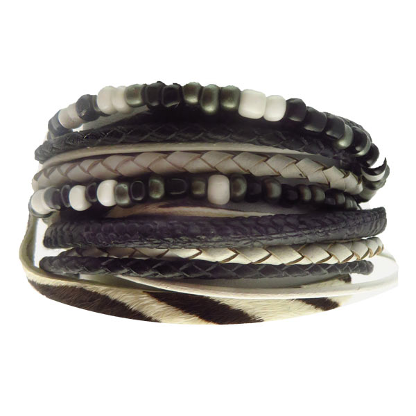 wikkelarmband zwart- en wittinten