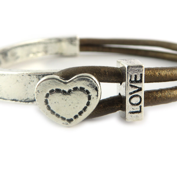 love armband bronze brown hart detail