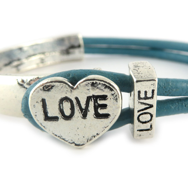 Love armband petrol blue hart love detail