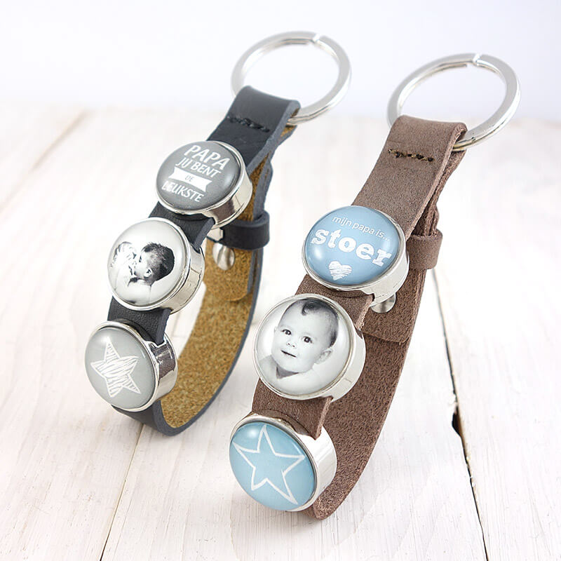 Sleutelhanger met foto- en naamschuivers
