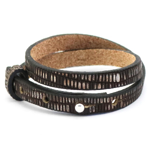 Smalle dubbele leren armband kleur brown silver Smalle dubbele leren armband kleur brown silver