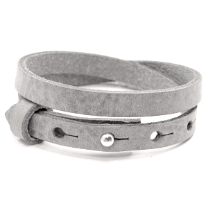 Smalle leren armband concrete grey dubbel Smalle leren armband concrete grey dubbel