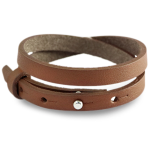 Smalle leren armband kleur brandy brown dubbel Smalle leren armband kleur brandy brown dubbel