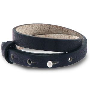 Smalle leren dubbele armband kleur indigo blue Smalle leren dubbele armband kleur indigo blue