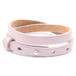 Smalle leren armband kleur light orchid pink dubbel Smalle leren armband kleur light orchid pink dubbel