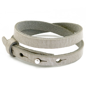 smalle leren armband kleur neutral grey dubbel smalle leren armband kleur neutral grey dubbel