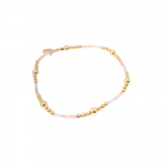 Biba miyu armband bal kleuren goud roze blauw kralen 2mm