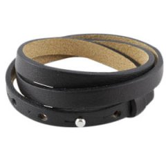 cuoio armband zwart triple