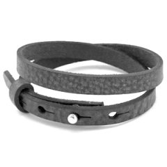Smalle leren armband kleur Night sky black dubbel