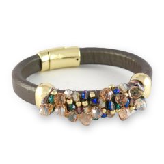 Leren armband multi gems