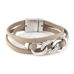 Biba armband taupe met ketting