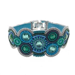 Biba Boho style armband green blue flower