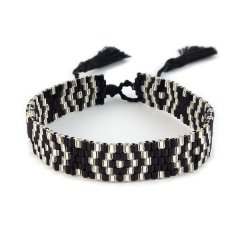 biba kralenarmband smal zwart wit