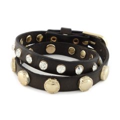 Biba armband donkerbruin multistuds