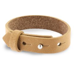 Brede leren armband kleur light cognac