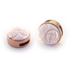 Slider rose met cabochon Polaris carved rose shiny soft pink