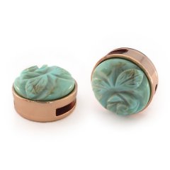 Slider rose met cabochon carved rose Turquoise groen