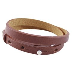 cuoio armband dark copper brown dubbel