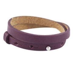 Cuoio armband aubergine purple dubbel