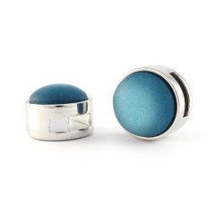 Cuoio slider zilver soft tone mat light emerald blue zircon