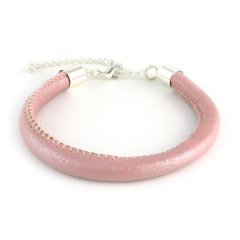 Armband gestikt imitatie leer metallic vintage Rose