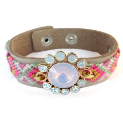 Gypset style armband roze wit