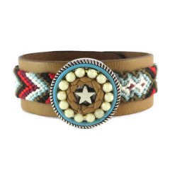 Gypsy style armband rood blauw