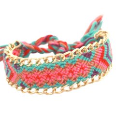 Ibiza beach armband jasseron Multicolor roze turquoise paars