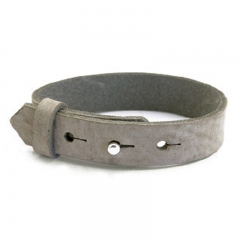Brede leren armband kleur mel grey